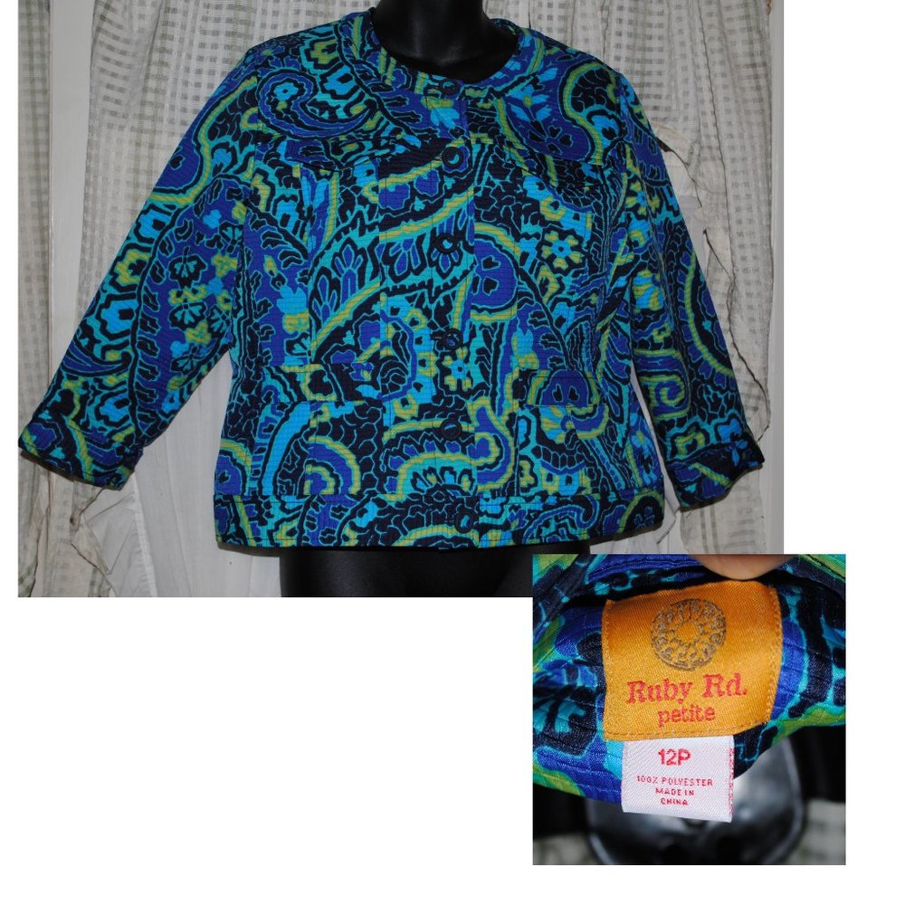 RUBY RD. Petite 12P 3/4 Sleeve Button-Down Jacket